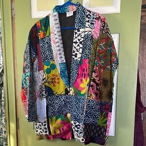 Ashley Taylor Artistic Blue and Pink Blazer